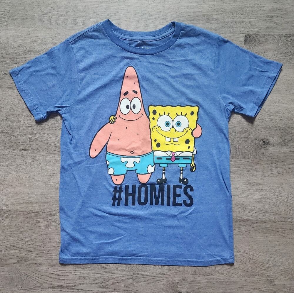 Nickelodeon Boy's SpongeBob & Patrick Short Sleeve Crewneck Graphic Tee Large L
